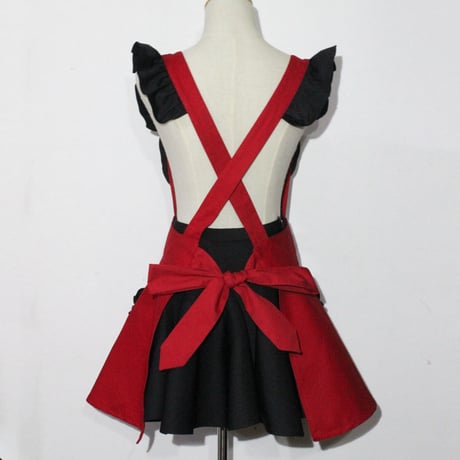 エプロン メイド ロリータ ポケット付き ハート リボン フリル 可愛い コスプレ