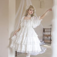 ロリータ Lolita ワンピース ジャンパースカート ジャンスカ ドレス ゆめかわいい 光沢感 上品 リボン フリル ゴスロリ