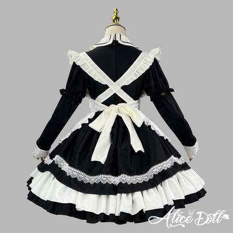 クラシカル メイド服 ワンピース エプロンセット 付け袖 2way 長袖 半袖 ロリータ ゴスロリ 甘ロリ