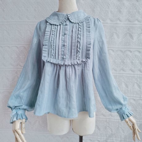 ブラウス 長袖 ロリータ レディース シャツ アコーディオンプリーツ ガーリー ゆめかわいい S-XL
