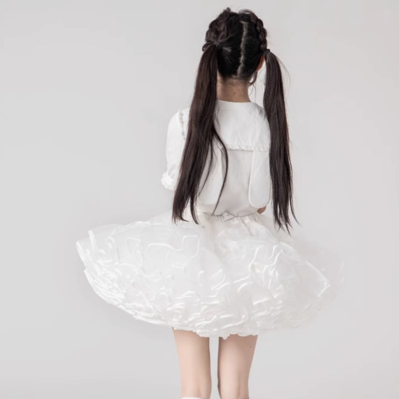 新品 アイドル衣装 パニエ・ヘッドドレス付き ボリュームスカート コスチューム 超ボリューム パニエ ミニ丈 35cm丈 多層オーガンジー