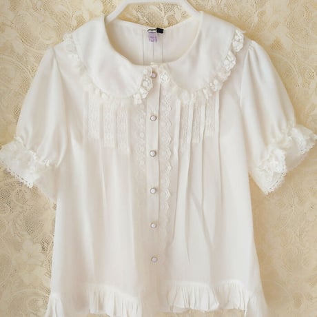 ロリータ ブラウス レディース ゴシック シャツ 夏  半袖 かわいい 可愛い ゴスロリ 上品 お嬢様 ホワイト ブラック