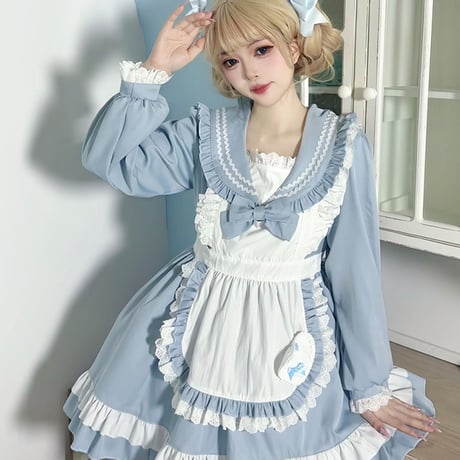 メイド服 セーラー風 セーラーワンピース セーラー服 メイドカフェ コスプレ制服 ロリータ ドレス 姫ロリ