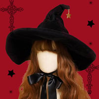 コスプレ とんがりハット 帽子 ゴスロリ ハロウィン ロリータ レディース 魔女 小悪魔 金の星飾り
