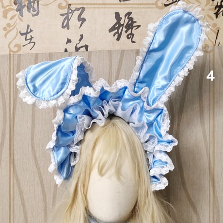 ロリータ うさみみ ボンネット 帽子 兎 うさぎ耳 ウサ耳 耳つき 立ち上げ可能 ヘッドドレス カチューシャ １２色