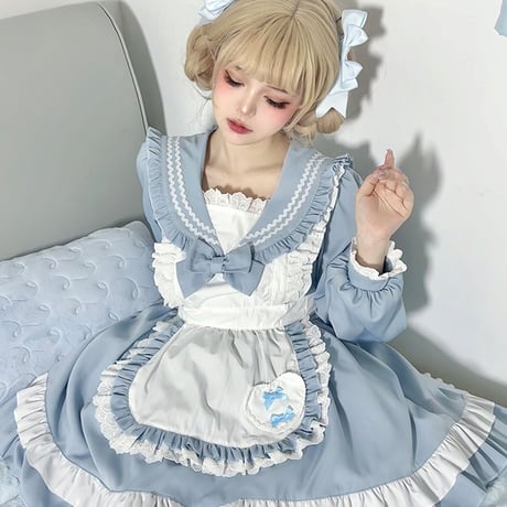メイド服 セーラー風 セーラーワンピース セーラー服 メイドカフェ コスプレ制服 ロリータ ドレス 姫ロリ