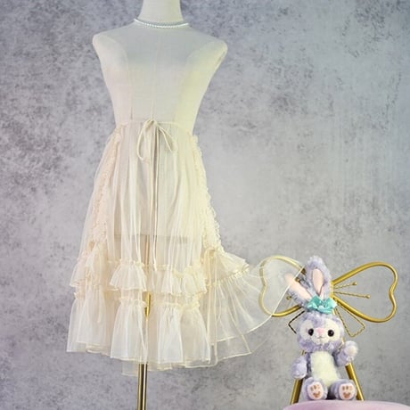 ロリータ オーバースカート チュールスカート スカートカバー エプロンスカート ストラップ付 2WAY 丈60cm