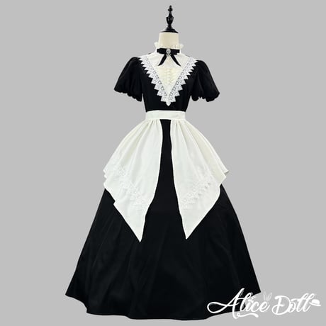 クラシカル メイド服 ワンピース＆エプロンセット ロング丈 ショート丈 付け袖 2WAY 長袖