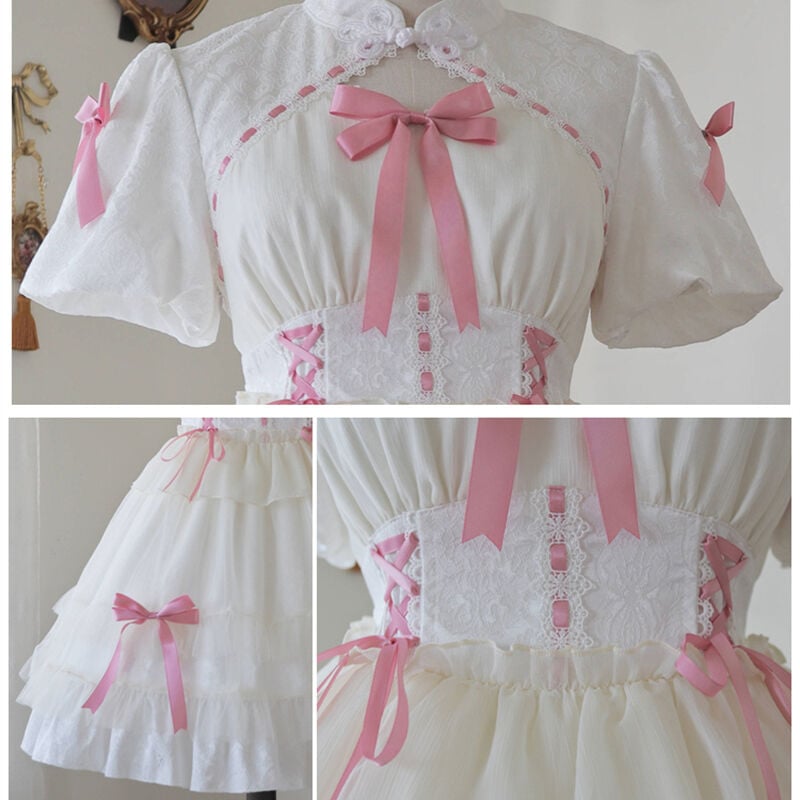 中華ロリータ ワンピース ドレス 半袖 メイド服 ゴスロリ 中華ロリータ ワンピース ドレス 半袖 メイド服 ゴスロリ