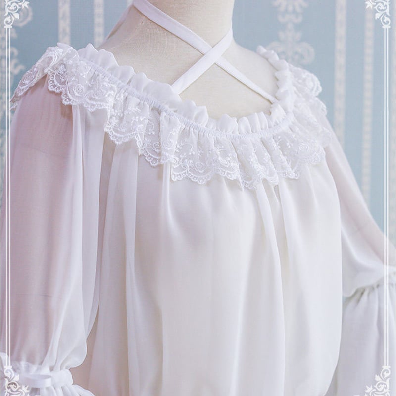 ロリータ レディース ブラウス ゴシック ゴスロリ 夏 長袖 姫 透け感