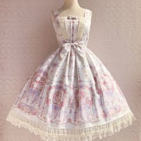 ワンピース ロリータ ロリィタ  緻密 プリント  選べる4カラー XS－3XL