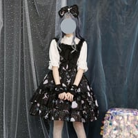 ロリータ ジャンパースカート ワンピース ロリィタ JSK 貝殻 ヒトデ プリント ハイウエスト 光沢 かわいい