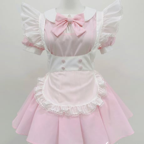 クラシカル メイド服 ワンピース エプロン リボン 3点セット 丸襟 コスプレ衣装 ロリータ風 甘ロリ