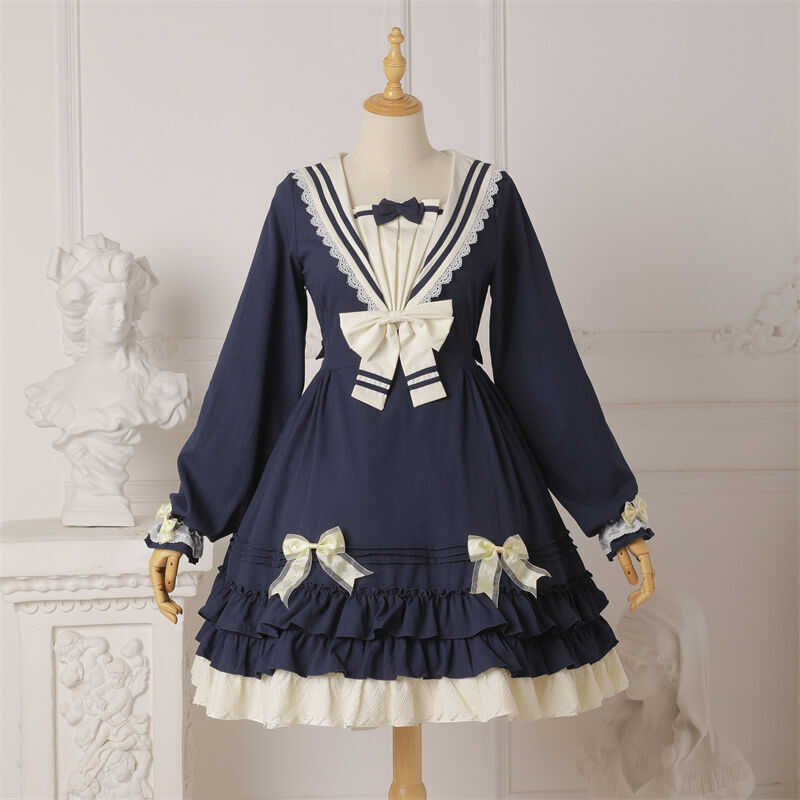 PhysicalDrop☆セーラーストライプワンピース半袖☆ロリィタ SEASONZ JKロリィタ 春夏 セーラー風 半袖 ワンピース 原宿