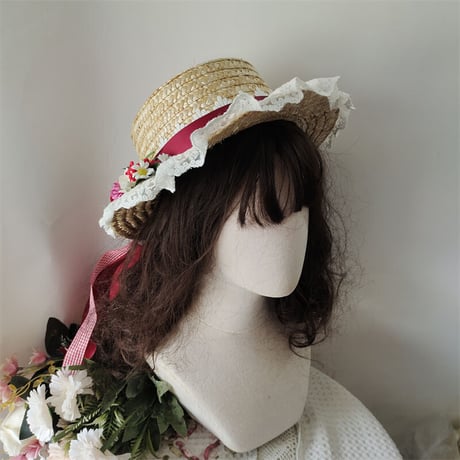 ロリータ 麦わら帽子 ロリィタ 豪華 ハンドメイド 日除け 夏 コスプレ レディース 甘ロリ ハット