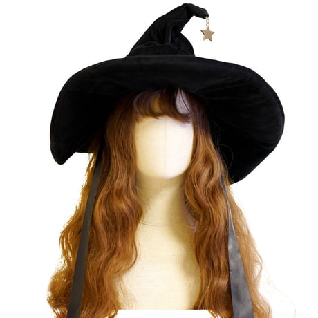 コスプレ とんがりハット 帽子 ゴスロリ ハロウィン ロリータ レディース 魔女 小悪魔 金の星飾り