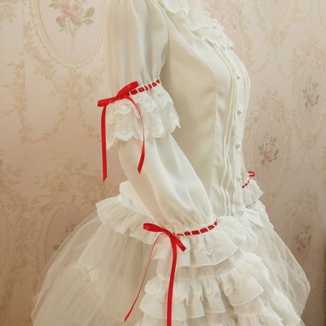 ロリータ レディース レトロ風 トップス ブラウス 丸襟 姫袖 プリンス 長袖 スリム レース コスプレ衣装 かわいい 乳白色
