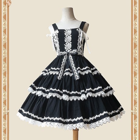 ロリータ ワンピース ジャンパースカート ロリィタ 可愛い 定番 メイド服 プリンセス お姫様 配色 ゴスロリ