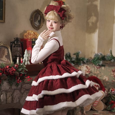 ロリータ ジャンパースカート クリスマス サンタクロース レディース 衣装 日常 コスプレ 新作 秋 冬 ワンピース