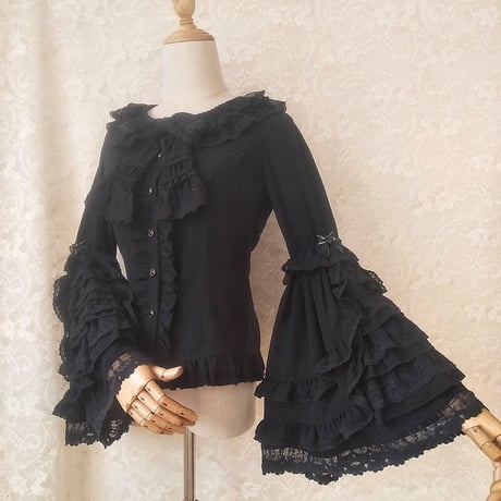 ブラウス レディース ロリータ 長袖 春秋冬 ゴスロリ 華麗 クラシカル  XS－2XL  ホワイト ブラック