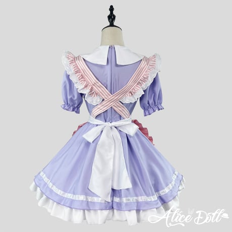 メイド服 メイド ワンピース エプロン カチューシャ 猫の肉球 ストライプ 半袖 ミニ丈 コスプレ ドレス