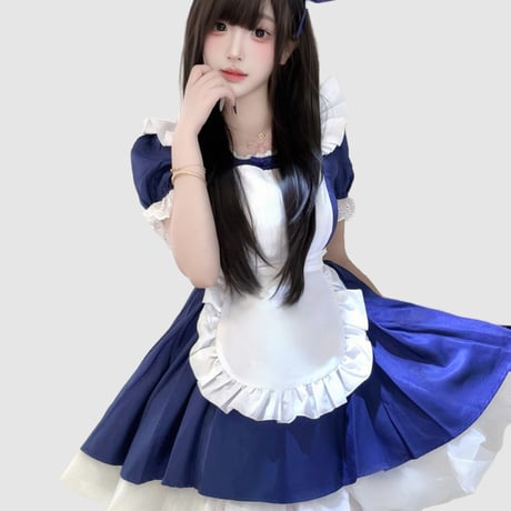 コスプレ メイド服 メイド ゆめかわいい ワンピース エプロン カチューシャ 半袖 ミニ丈 ミニスカ