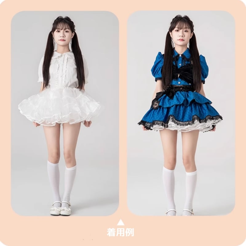 ひまわり様フランスヴィンテージ　リュネヴィル パニエプレート18,5cm /2枚 膝丈パニエ 45cm丈 ミディアム丈 多層 オーガンジー 華やか