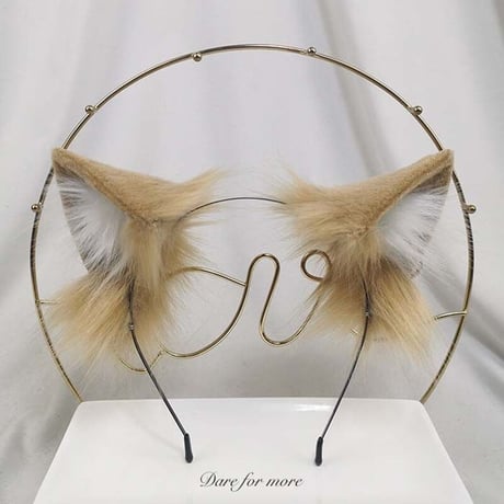 ロリータ コスプレ 猫 お耳 しっぽ ハンドメイド リアル ヘッドドレス 触り心地  ヘアバンドモフモフ