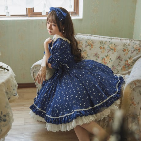 ロリィタ ロココ調 ワンピース ドレス 半袖 かわいい クラシカル クラロリ ゴスロリ 3色展開 XS-4XL