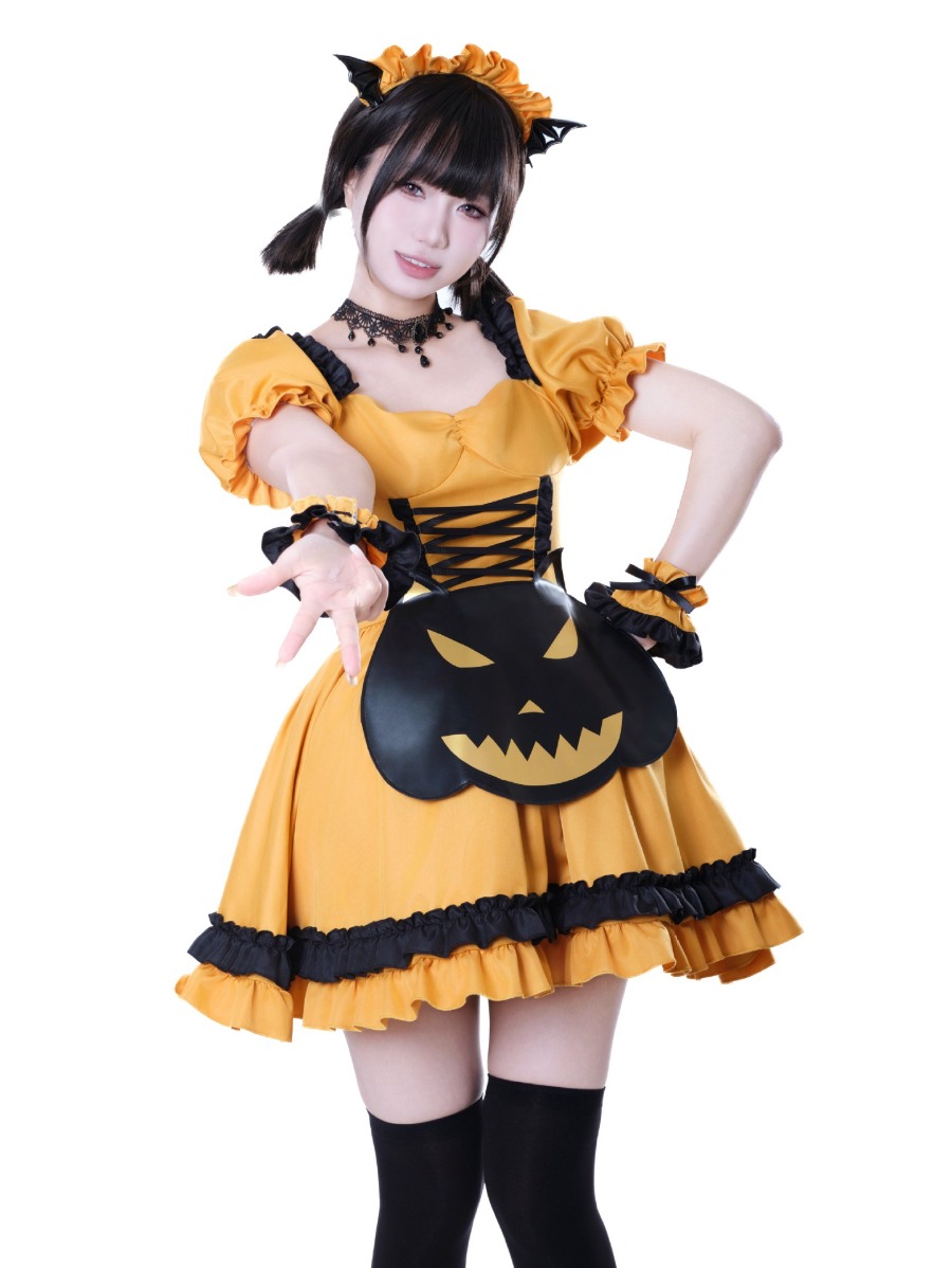 ハロウィン メイド服 小悪魔 かぼちゃ メイド ワンピース エプロン