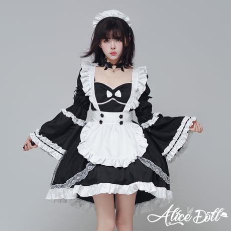 クラシカル メイド服 メイド 豪華セット コスプレ ワンピース エプロン カチューシャ 付け袖 長袖