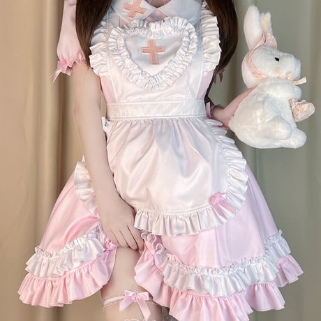 メイド服 ナース 看護師 コスプレセット ロリータ セクシー 可愛い 十字架 クロス ゆめかわいい キュート ハート