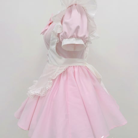 クラシカル メイド服 ワンピース エプロン リボン 3点セット 丸襟 コスプレ衣装 ロリータ風 甘ロリ