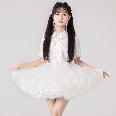 超ボリューム パニエ ミニ丈 35cm丈 多層オーガンジー ボリューム フリル ダンス衣装 ゴスロリ チュチュ