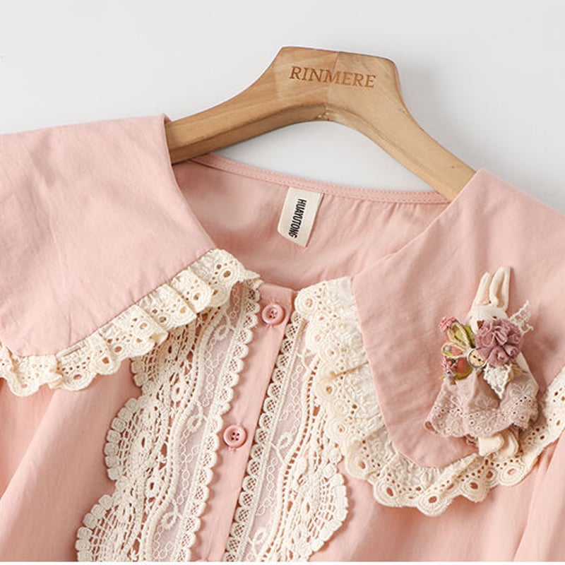 リズリサ レースアップ 総レース 長袖ワンピース キナリ Y2K 森ガール