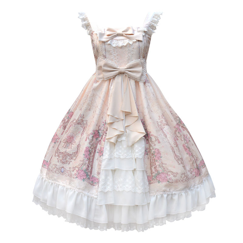 ロリータ ワンピース ジャンパースカート 花模様 エレガント 宮廷