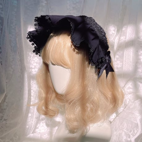 ロリータ Lolita ボンネット ヘッドドレス ヘアバンド カチューシャ ヘアアクセサリー クラロリ ゴスロリ 帽子