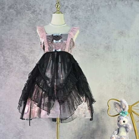 ロリータ オーバースカート チュールスカート スカートカバー エプロンスカート ストラップ付 2WAY 丈60cm