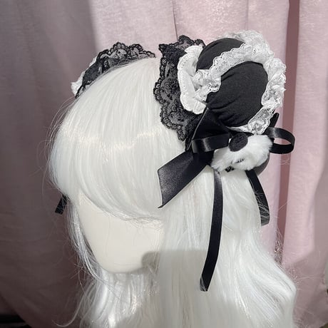 中華ロリ ヘッドアクセサリー パンダ柄 華ロリ お団子ヘア カチューシャ ロリータ ゆめかわいい