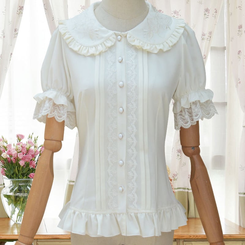 即納 ロリータ ブラウス レディース 半袖 パフスリーブ 夏 かわいい