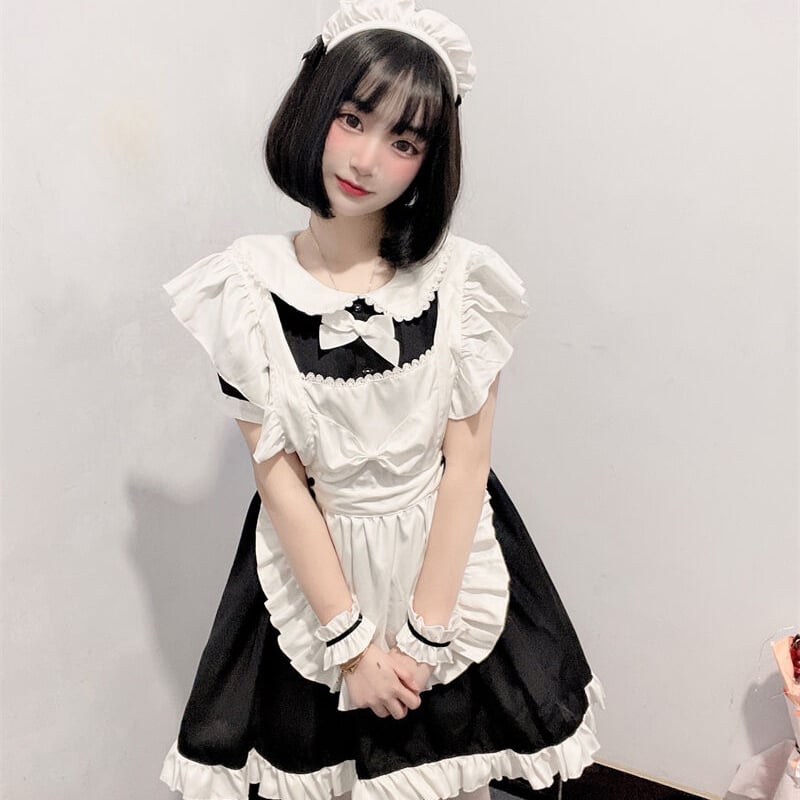 メイド服 コスプレ エプロン 豪華セット ゴスロリ クラシック ミニ 