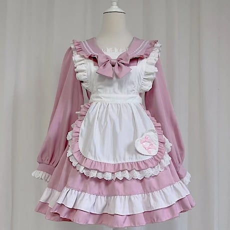 メイド服 セーラー ワンピース セーラー服 メイド 制服 ロリータ ドレス エプロン ゴスロリ 甘ロリ