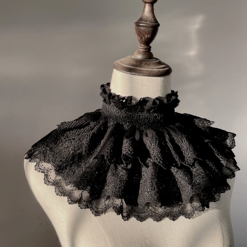 最終値下げ Mrcorset ロリータ 黒白レース襟 つけ襟 ゴスロリ 最終