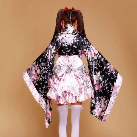 レディース 桜 コスプレ ６点セット アニメ服 和服 浴衣 スカート チョーカーなど レッド ピンク