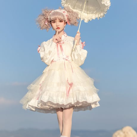 秋 新作 中華風 ゆめかわいい 中華ロリータ ロリータ メイド服 ワンピース ドレス 長袖 ゴシック ゴスロリ 甘ロリ ロリィタ