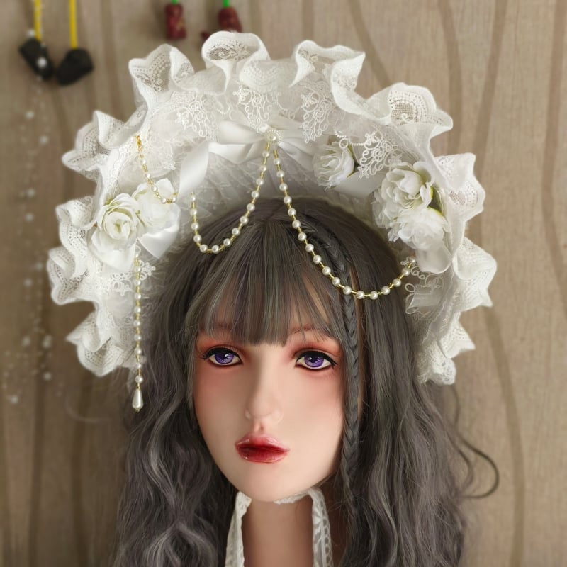ロリータ ボンネット 帽子 ヘッドドレス ヘアアクセサリー 4カラー