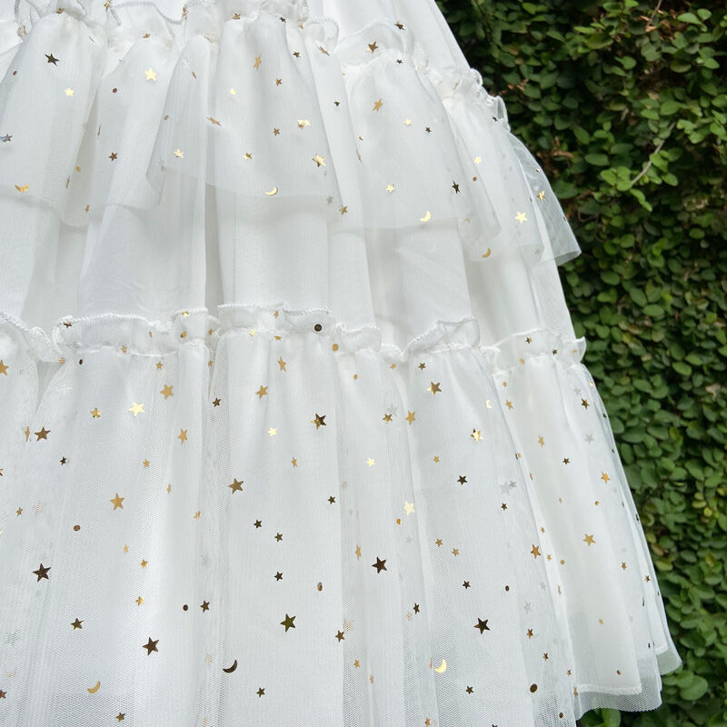 パニエ 2段ワイヤー 調節可能 ミディ丈 星柄 ロリィタ バレエ ダンス