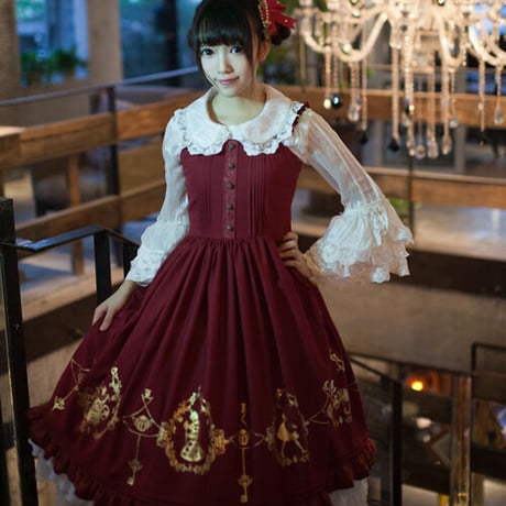 ロリータ ワンピース ジャンパースカート ロング 秋冬 ドレス 優雅 コスプレ