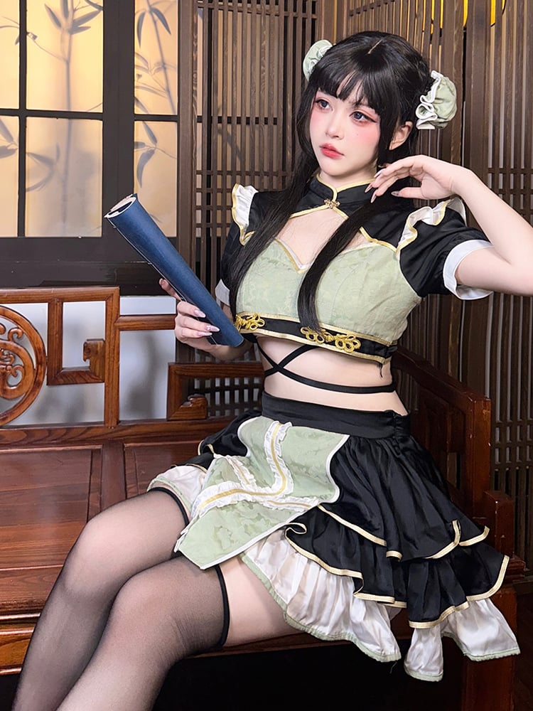 メイド服 中華風 メイド コスプレ チャイナメイド チャイナ服 チャイナドレス 露出 セクシ...