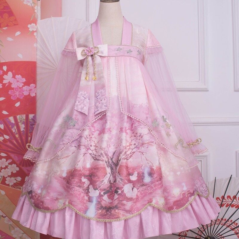 中華ロリータ 桜 幻想的 ゆめかわいい ロリィタ ワンピース コスプレ